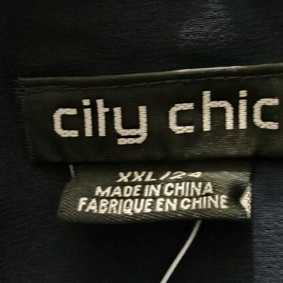 2/$50 City Chic Womens Plus Navy Ruffled Sheer Peplum Top Size XXL/24 NWT - Picture 4 of 7